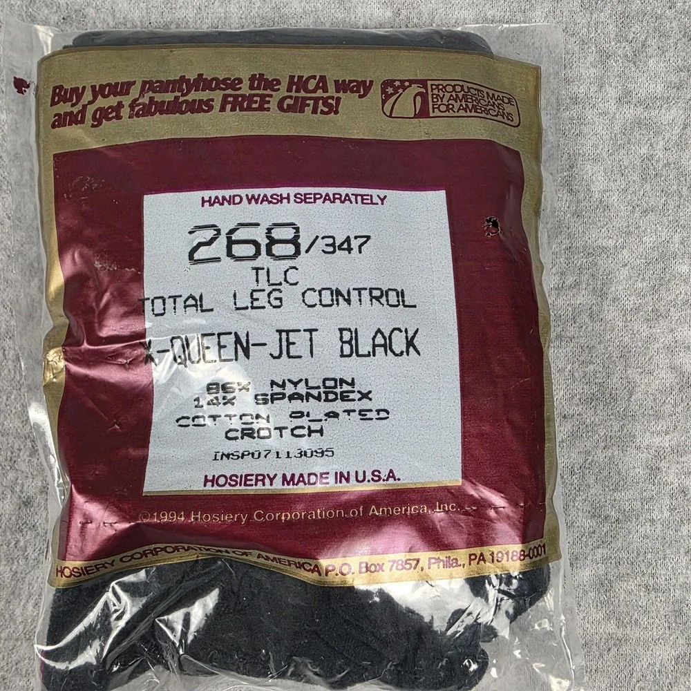 Vintage Silkies Pantyhose Womens Size Q Queen Black‎ TLC Support Control Top 90s